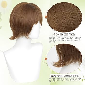 フォンテーヌ　ウィッグ　ショートストレート　かつら　ブラウン ショートウィッグブラウン 高級人毛ミックス フォンテーヌ